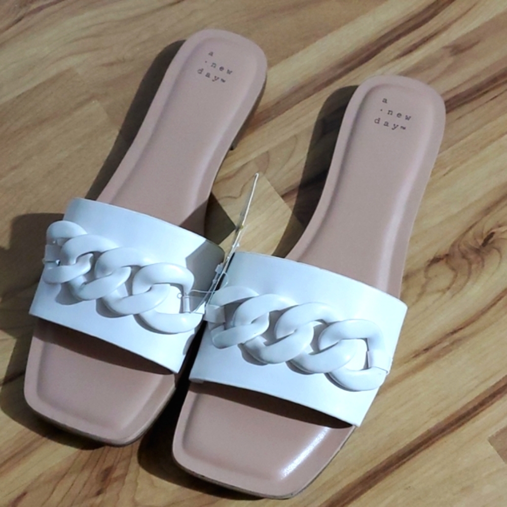 Brand new with tag women's a new day sandals, white, Size 11 & 8. Easy on style.